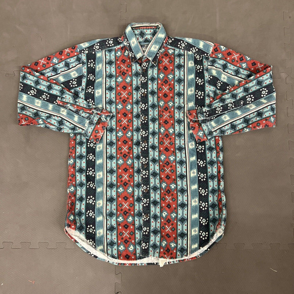 Vintage Woolrich Flannel Shirt Men's Medium Aztec Western Print USA Made Chrty - Picture 5 of 11